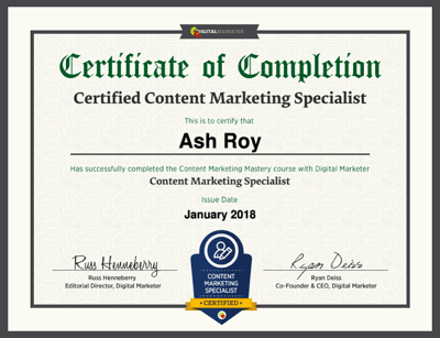 Certified Content Marketing Specialist