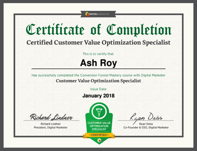 Certified Customer Value Optimization Specialist