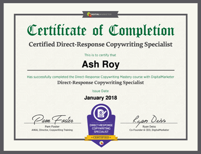 Certified Direct-Response Copywriting Specialist