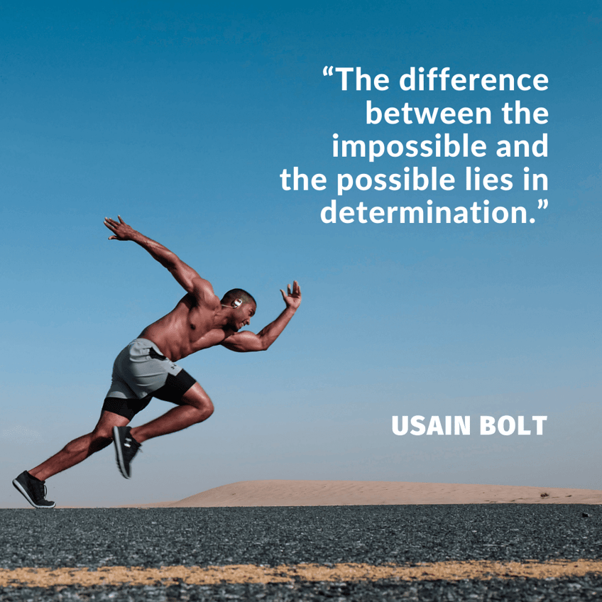 Sports motivation post with photo of a runner on a desert background and quotes for instagram post-1