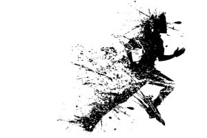 illustration of splashy runner silhouette on white background