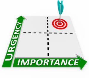 Focus on the things that are high in urgency as well as importance by plotting your priorities in the four quadrants of this management matrix